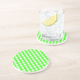 Neon Green Gingham Pattern von Shirley Taylor Getränkeuntersetzer