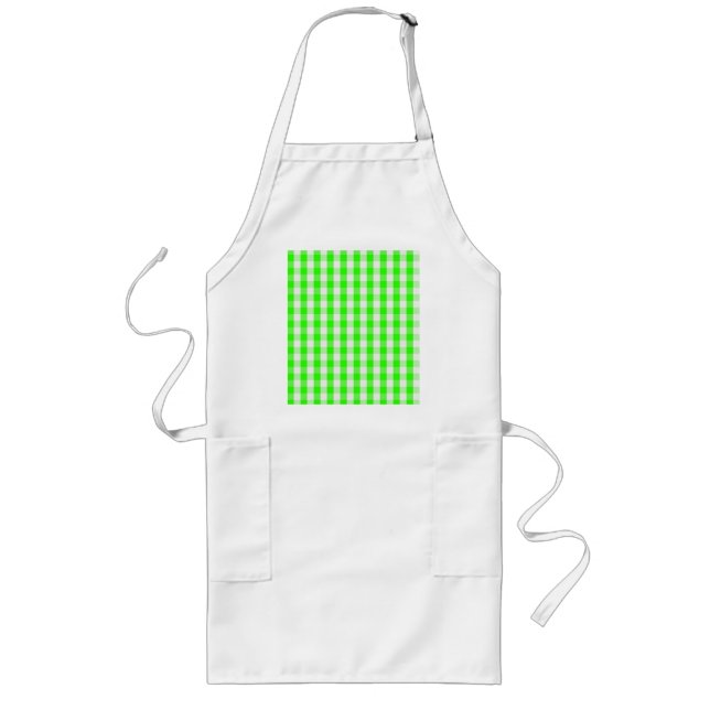 Neon Green Gingham Pattern von Shirley Taylor Lange Schürze (Vorne)