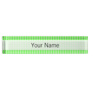Neon Green Gingham Pattern von Shirley Taylor Namensplakette