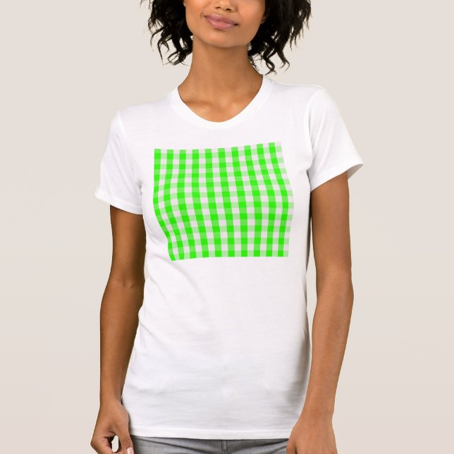 Neon Green Gingham Pattern von Shirley Taylor T-Shirt (Vorderseite)