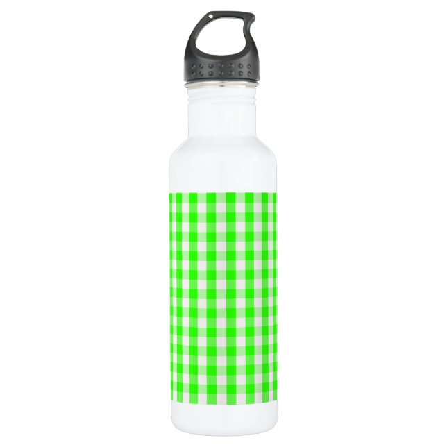Neon Green Gingham Pattern von Shirley Taylor Trinkflasche (Vorderseite)