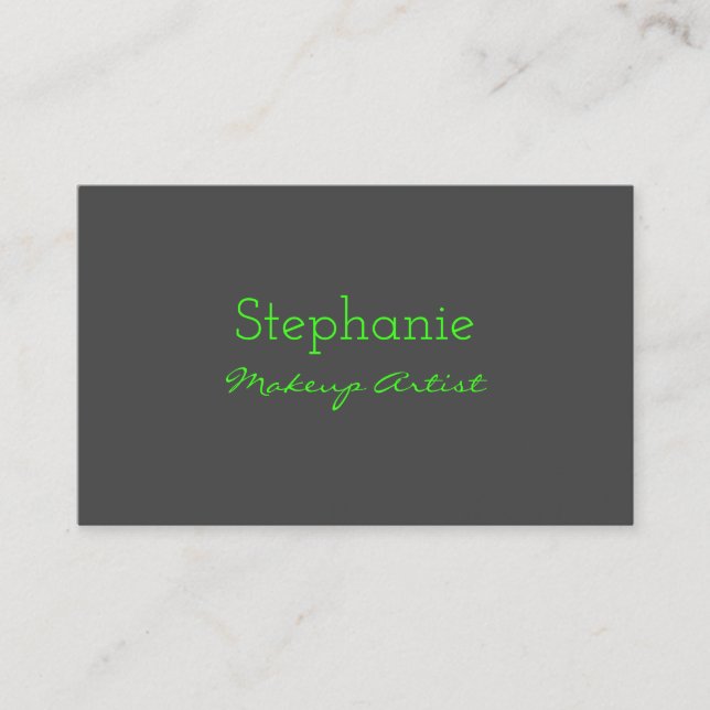 Neon Green Gray Custom Color Makeup Artist Salon Visitenkarte (Vorderseite)