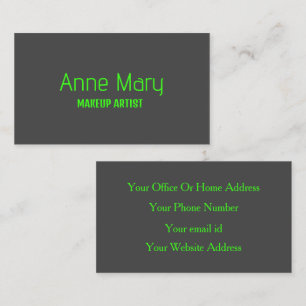 Neon Green Gray Makeup Artist Salon Beruflich Visitenkarte