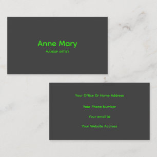 Neon Green Gray Modern Makeup Artist Salon Visitenkarte