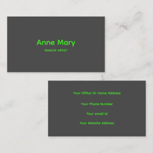 Neon Green Grey Beruflich Makeup Artist Salon Visitenkarte