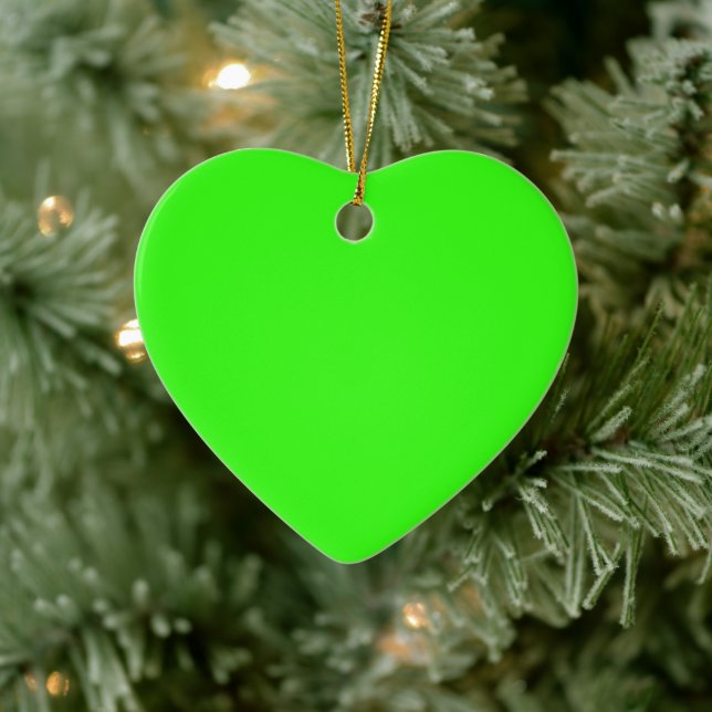 Neon Green Heart Keramik Ornament (Baum)
