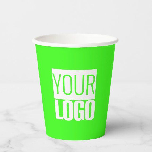 Neon green - Hinzufügen fett formatierter Logopapi Pappbecher (Vorderseite)