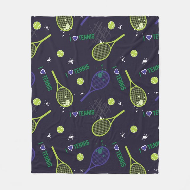 💚 Neon green I Liebe Tennis Fleecedecke (Vorderseite)
