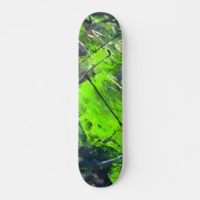 Neon Green Jungle Grunge Abstract Skateboard (Vorne)
