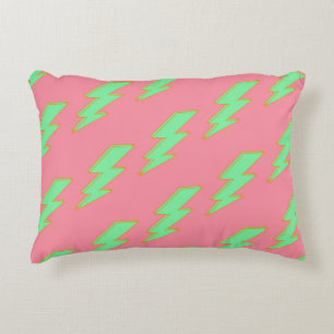 Neon Green Lightning Pink Hintergrund Y2K Muster Dekokissen