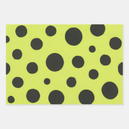 Neon Green mit Black Polka Dots Wasserfarbe Geschenkpapier Set