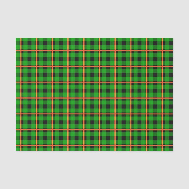 Neon Green & Orange Tartan Seidenpapier (Vorderseite)