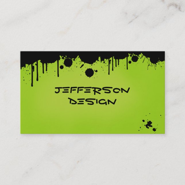 Neon Green Paint Spritzer Visitenkarte (Vorderseite)