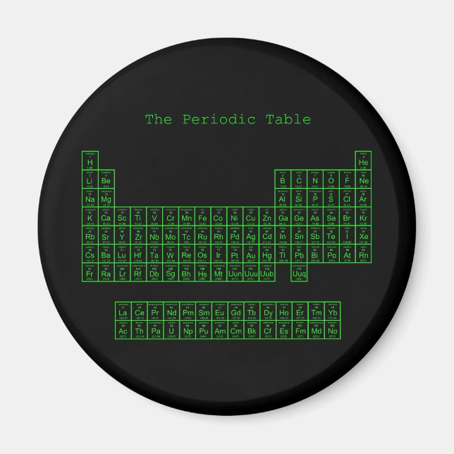 Neon Green Periodic Table Magnet (Vorne)