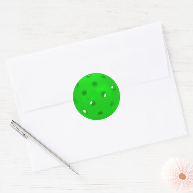 Neon Green Pickleball Runder Aufkleber (Umschlag)