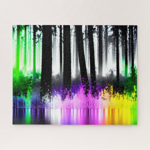 Neon Green Pink Lila Gelbwald Reflektion