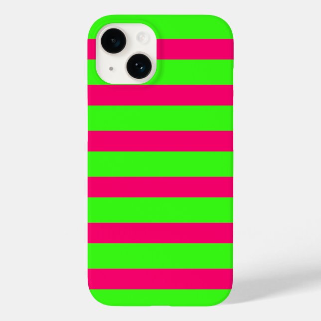 Neon Green & Pink Striped iPhone Case – Customize (Rückseite)
