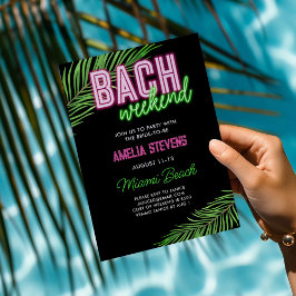 Neon Green & Pink Tropical Bachelorette Wochenende Einladung