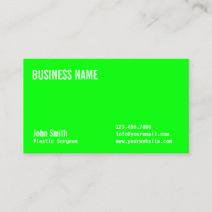 Neon Green Plastic Chirurgen Business Card Visitenkarte