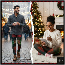 Neon Green Red Plaid Buffalo Grunge Leggings