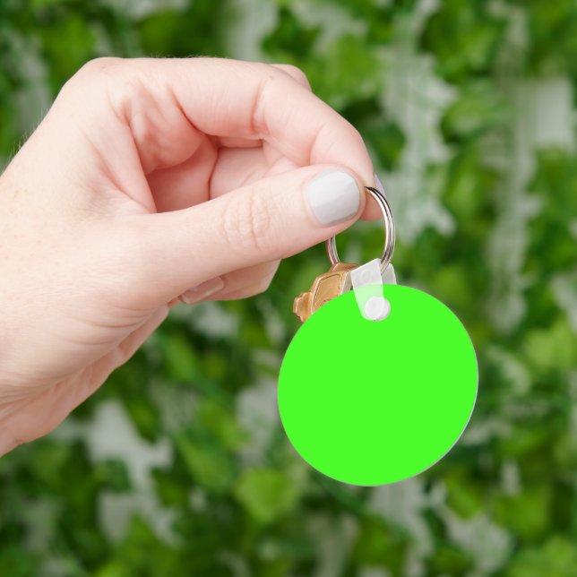 Neon Green Round Custom Keychain Schlüsselanhänger (Hand)