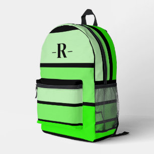 Neon Green Shades Large Striping Anfangsschreibe Bedruckter Rucksack