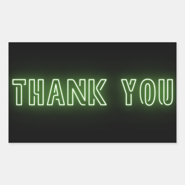 Neon Green Sign Trendy Vielen Dank Rechteckiger Aufkleber (Vorderseite)