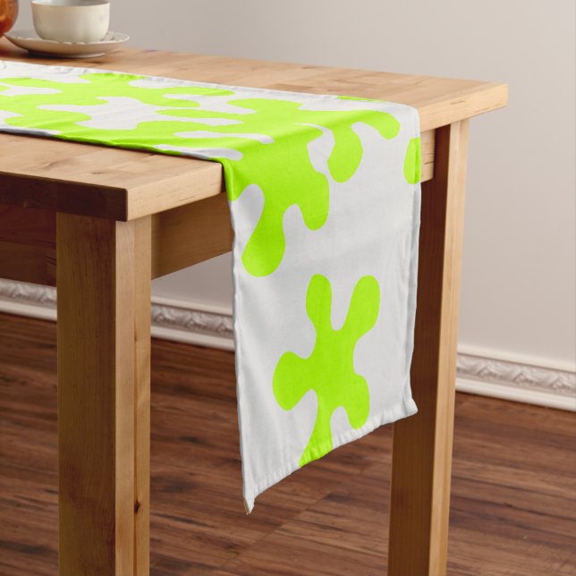 Neon Green Slime Graue Kinder Spaß Kurzer Tischläufer (Beispiel)
