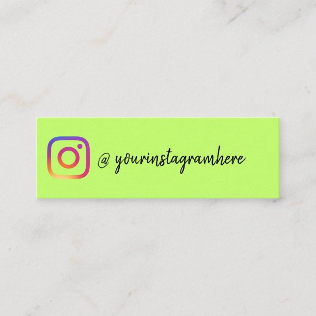 Neon Green Social Media Influencer Instagram Mini Visitenkarte (Vorderseite)