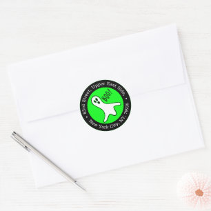 Neon Green Spooky Ghost Halloween Rücksendeadress Runder Aufkleber