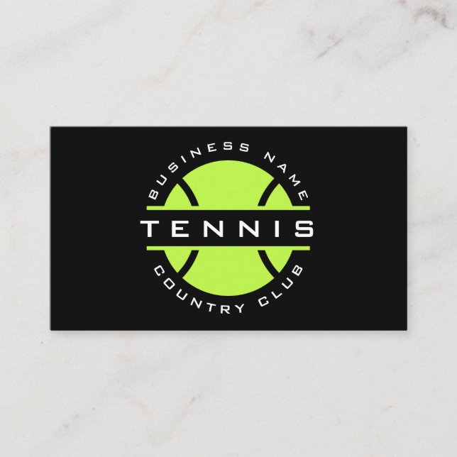 Neon Green Tennis Club Logos Moderne Social Media Visitenkarte (Vorderseite)