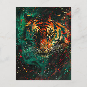 Neon Green Tiger Light Trails Postkarte