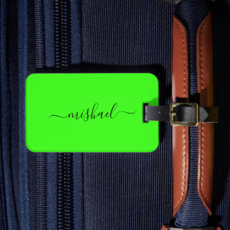 Neon Green Typografie, personalisieren Gepäckanhänger