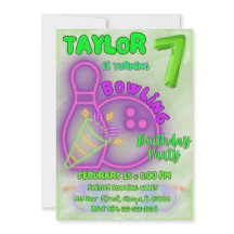 Neon Green und Lila Kids Bowling Birthday Party