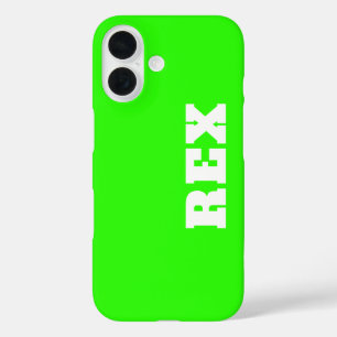 Neon Green und White Modern Name Pet iPhone 16 Hülle