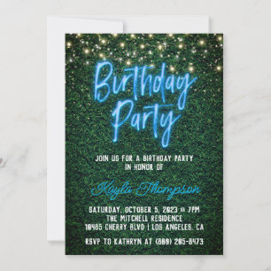 Neon Green Wall Green Invitation de fête d'anniver