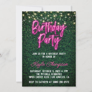 Neon Green Wall Green Invitation de fête d'anniver