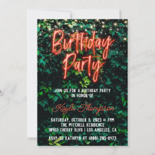 Neon Green Wall Green Invitation de fête d'anniver