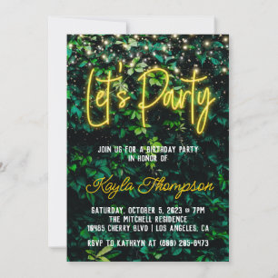 Neon Green Wall Invitation fêtée