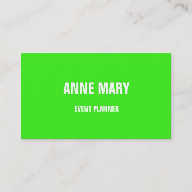 Neon Green White Bright farbenfrohe Hochzeiten Visitenkarte (Vorderseite)