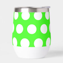 Neon Green White Large Polka Dots