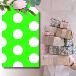 Neon Green White Large Polka Dots Geschenkanhänger