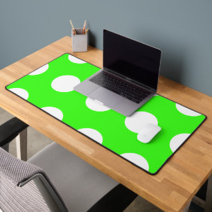 Neon Green White Large Polka Dots Schreibtischunterlage
