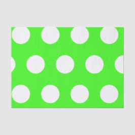 Neon Green White Large Polka Dots Seidenpapier