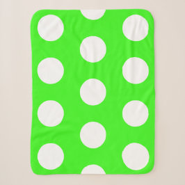 Neon Green White Large Polka Dots Sherpadecke