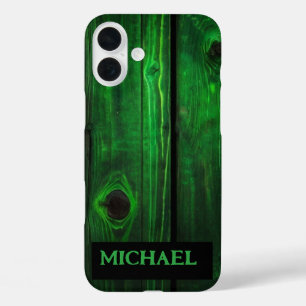 Neon Green Wood Modern Abstrakt iPhone / iPad Gehä 16 Plus Hülle