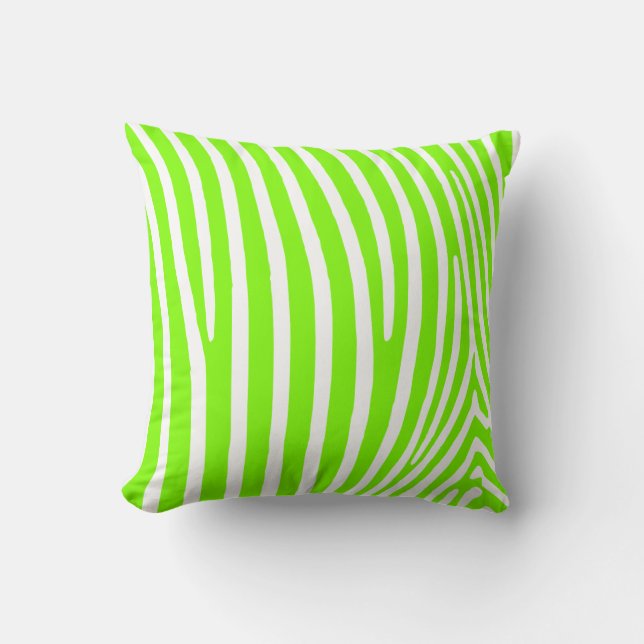 Neon Green Zebra Pattern Kissen (Vorderseite)