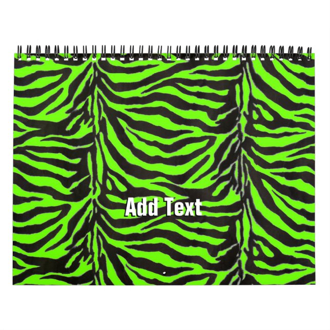 Neon Green Zebra Skin Texture Background Kalender (Titelbild)