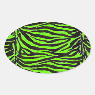 Neon Green Zebra Skin Texture Background Ovaler Aufkleber