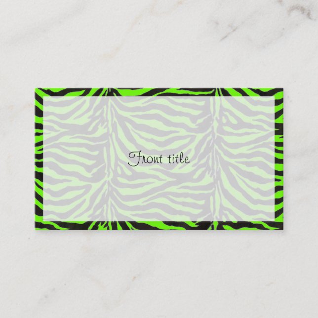 Neon Green Zebra Skin Texture Background Visitenkarte (Vorderseite)